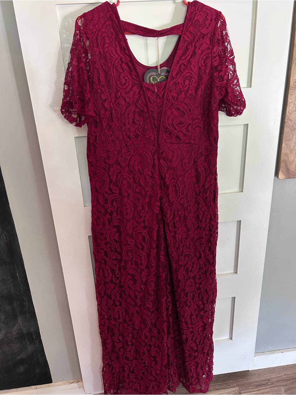 NEW with tag Club L London Lace Maxi Dress in Burgundy size 18 - Picture 6 of 9